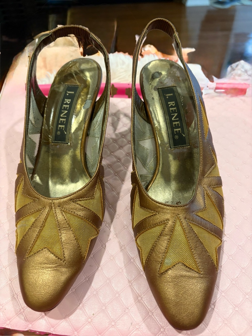 J.Renee Metallic Bronze Pointed Slingback Heels